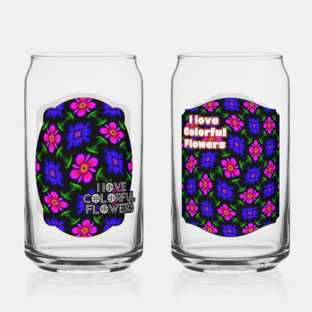 Verre Canette Joli Motif de fleurs roses (Recto)