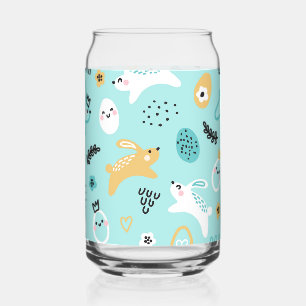 Verre Canette Joli motif de lapin de Pâques Lapins kawaii œufs