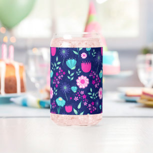 Verre Canette Joli motif floral de fond