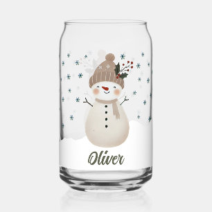Verre Canette Joli nom d'enfant flocons de neige Bonhomme de nei