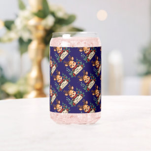 Verre Canette Joli renne de Noël avec Holly et signe