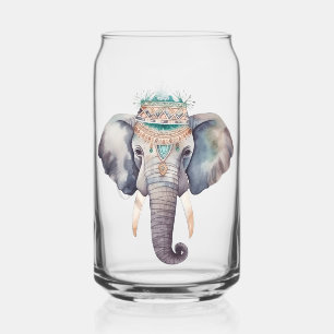 Verre Canette Jolie aquarelle boho hippie design éléphant