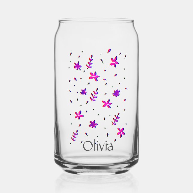 Verre Canette Jolie douceur moderne design de fleurs (Recto)