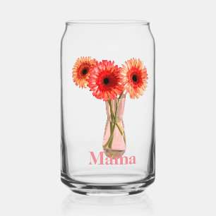 Verre Canette Jolie fête des mères Gerbera Flower Photo Mama