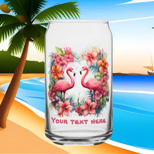 Verre Canette Jolie plage rose flamingo ajouter du texte