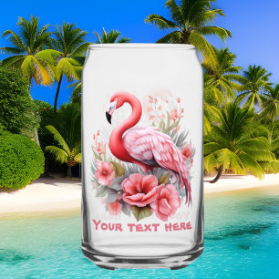 Verre Canette Jolie plage rose flamingo ajouter du texte
