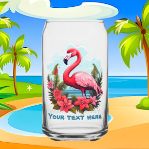 Verre Canette Jolie plage rose flamingo ajouter du texte