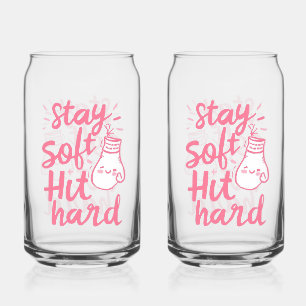 Verre Canette Jolie typographie rose Restez douce Frappez fort