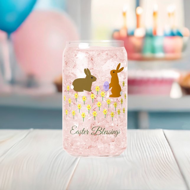 Verre Canette Jolies lapines de Pâques et jonquilles Message per (Insitu (Baby Shower))
