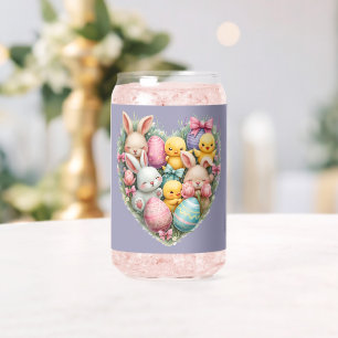 Verre Canette Jolis lapins et poussins de Pâques au style cottag