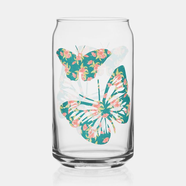 Verre Canette Jolis papillons floraux (Recto)