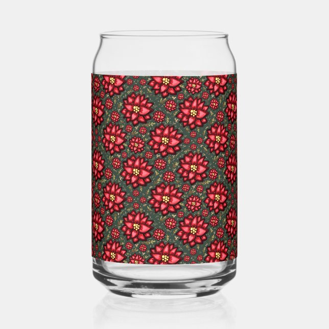 Verre Canette Jolly Holly Flower Christmas Design – Festive (Recto)