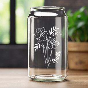 Verre Canette Jonquille blanche personnalisée de la fleur de nai