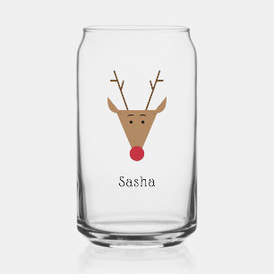 Verre Canette Jote rouge Nez Reindeer Rudolph Lait de Noël