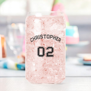 Verre Canette Joueur Nom Jersey Numéro Jeu Jour Fête Sports