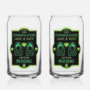 Verre Canette Journée de mariage des filles gays