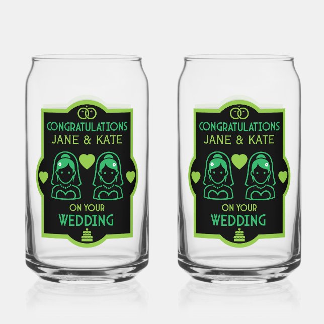 Verre Canette Journée de mariage des filles gays (Recto)