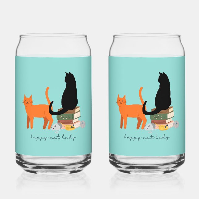 Verre Canette Joyeuse dame aux chats (Recto)