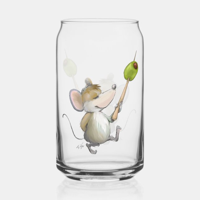 Verre Canette Joyeuse souris Moe avec Olive (Recto)
