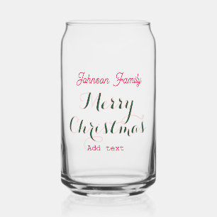 Verre Canette Joyeuses fêtes de Noël rouge vert nom de famille t