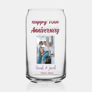 Verre Canette Joyeux 10e anniversaire photo mariage nom du coupl