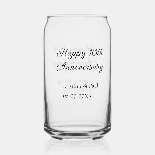 Verre Canette Joyeux 10e anniversaire simple nom de mariage mini