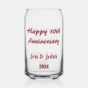 Verre Canette Joyeux 10ème anniversaire de mariage mauve nom sim
