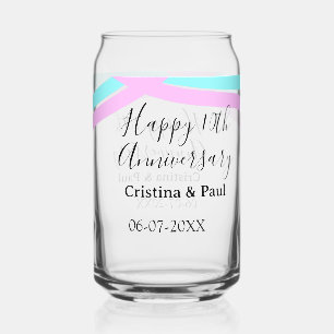 Verre Canette Joyeux 10ème anniversaire de mariage simple nom mi