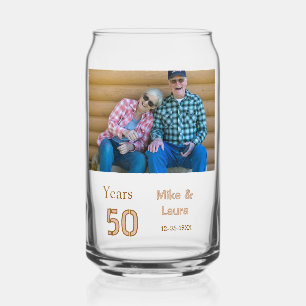 Verre Canette Joyeux 50e anniversaire nom couple date mariage