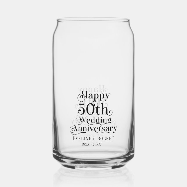 Verre Canette Joyeux 50ème anniversaire de Mariage Typographie n (Recto)