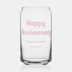 Verre Canette Joyeux anniversaire de mariage nom date année rose