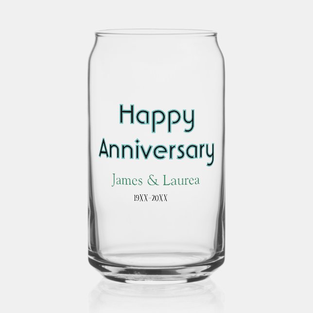 Verre Canette Joyeux anniversaire de mariage nom date année simp (Verso)