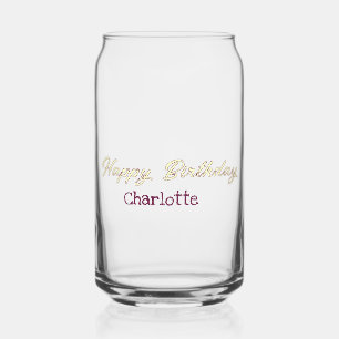 Verre Canette joyeux anniversaire jaune marron pastel moderne te