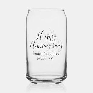 Verre Canette Joyeux anniversaire mariage nom date année simple