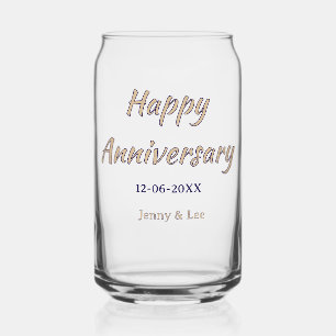 Verre Canette joyeux anniversaire marron gris nom date couple mo
