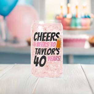 Verre Canette Joyeux anniversaire personnalisé Cheers and Beers