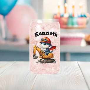 Verre Canette Joyeux bébé dragons sur le chantier de constructio