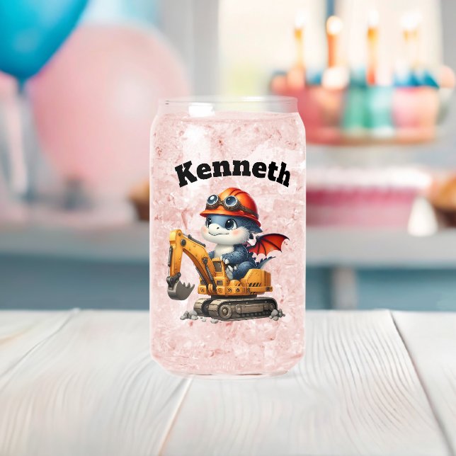 Verre Canette Joyeux bébé dragons sur le chantier de constructio (Insitu (Baby Shower))