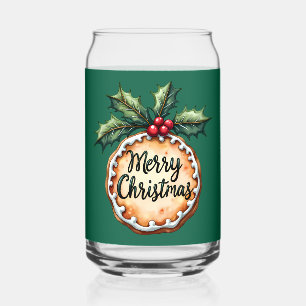 Verre Canette Joyeux biscuit de Noël avec baies Holly