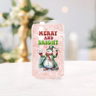 Verre Canette Joyeux bonhomme de neige