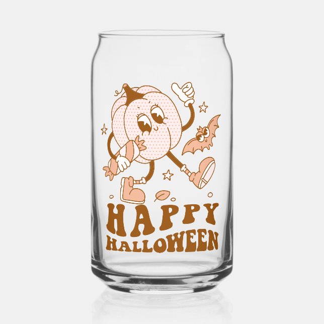 Verre Canette Joyeux Halloween| Citrouille de points de Polka ré (Recto)