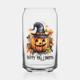 Verre Canette Joyeux Halloween Citrouille Grimaçante Art