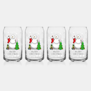 Verre Canette Joyeux Noël 2 Arbre Stocker Snowman