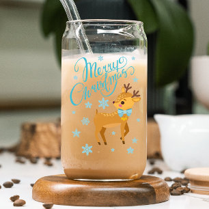 Verre Canette Joyeux Noël Cute Deer Snowflakes Fêtes