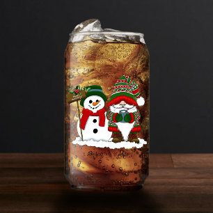 Verre Canette Joyeux Noël Gnome Bonhomme de Neige Vacances d'Hiv