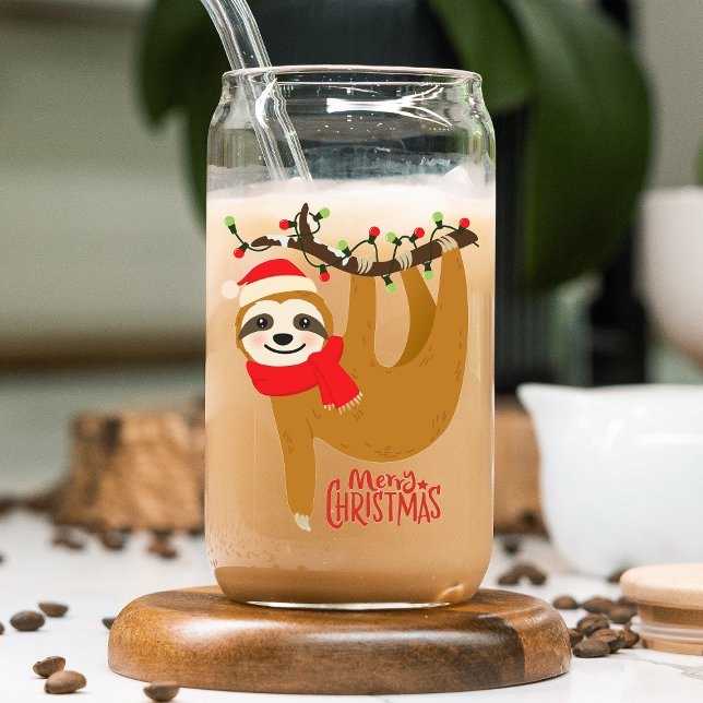 Verre Canette Joyeux Noël mignon Sloth Festidays (Créateur téléchargé)