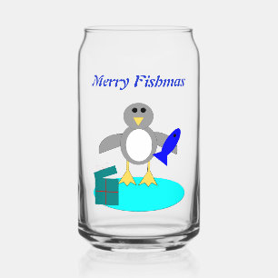 Verre Canette Joyeux Noël Pêche Penguin Custom