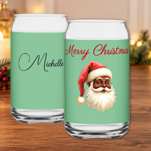 Verre Canette Joyeux Noël Père Noël noir emballage couleur fougè