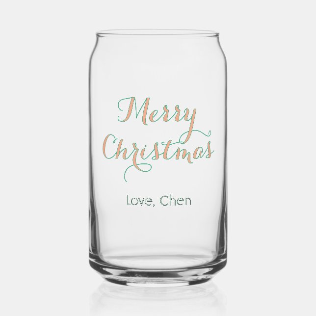 Verre Canette joyeux noël rouge vert nom amour stylé moderne (Verso)