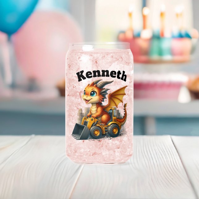 Verre Canette Joyeux petit dragon conduit une crevette (Insitu (Baby Shower))